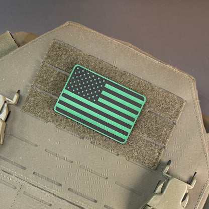 Tactical Synthetic Engraved American Flag Patch, 2x3" | Made in USA | VELCRO® Brand Hook Backing - LoneStar Adhesive