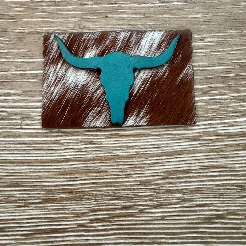 Teal Steer Genuine Cowhide and Leatherette Iron-On Patch - #LoneStar Adhesive#