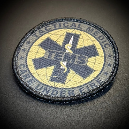 TEMS Tactical Medic Printed Morale Patch, 3" Round | VELCRO® Brand Hook Backing - #LoneStar Adhesive#