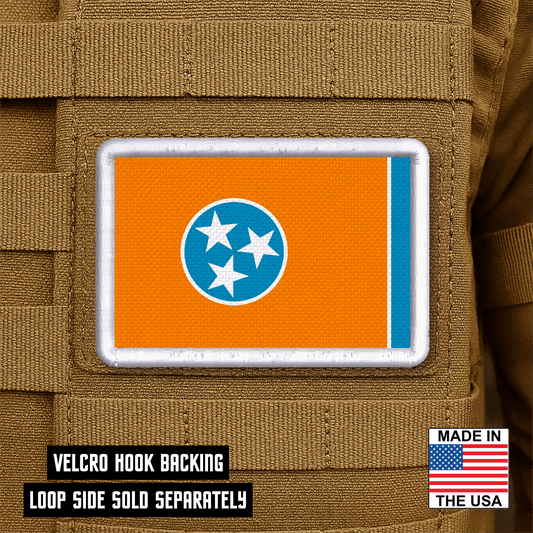 Tennessee Orange & Summitt Blue Flag Patch 2"x3" Hook & Loop | Made in USA | Pro - Print Canvas - LoneStar Adhesive