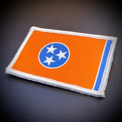 Tennessee Orange & Summitt Blue Flag Printed Patch, 2x3" | VELCRO® Brand Hook Backing - #LoneStar Adhesive#