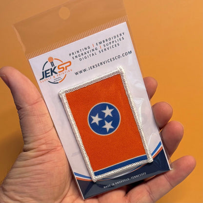 Tennessee Orange & Summitt Blue TN Flag Patch, 2x3" | Made in USA | VELCRO® Brand Hook Backing - #LoneStar Adhesive#