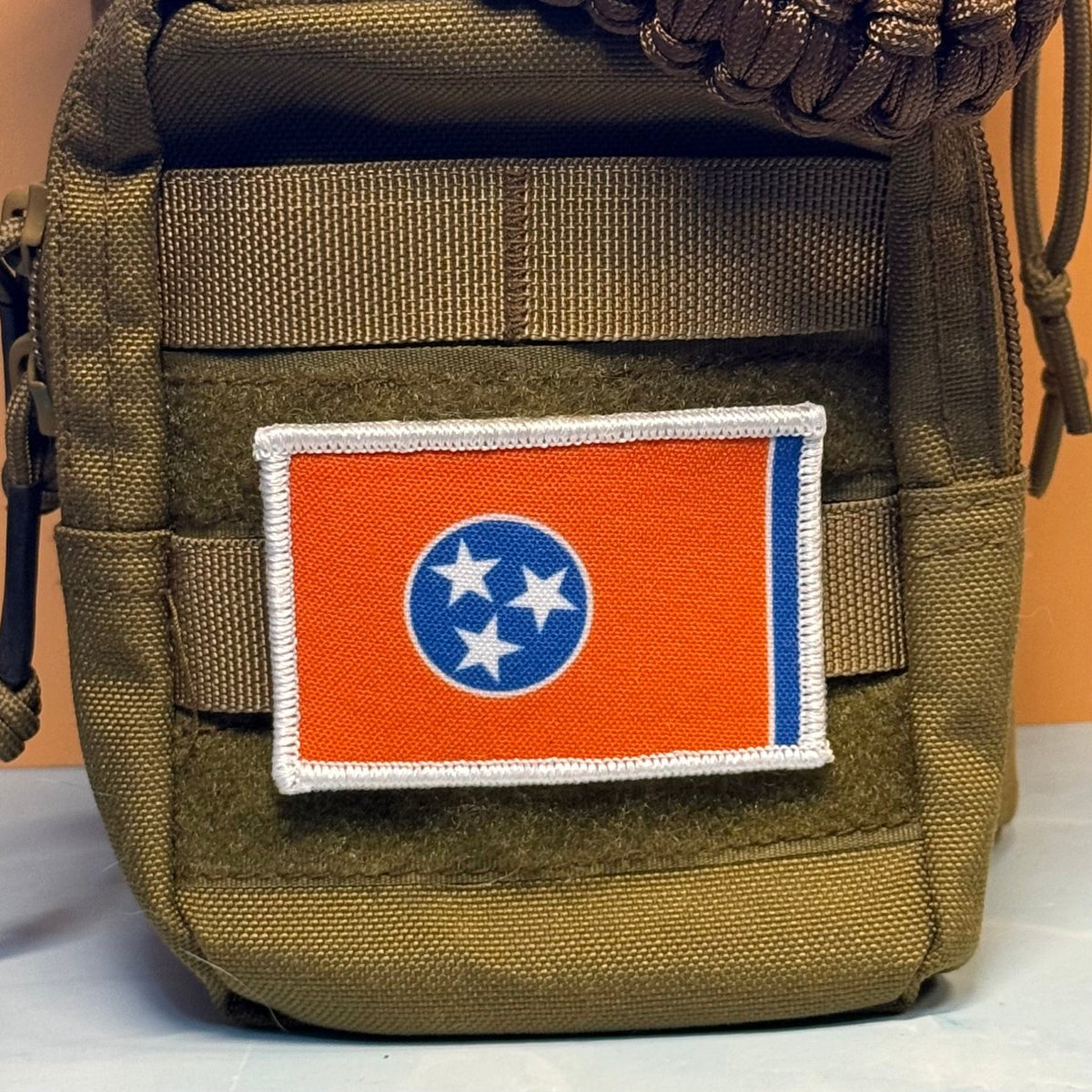 Tennessee Orange & Summitt Blue TN Flag Patch, 2x3" | Made in USA | VELCRO® Brand Hook Backing - #LoneStar Adhesive#