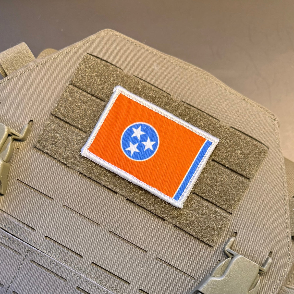 Tennessee Orange & Summitt Blue TN Flag Patch, 2x3" | Made in USA | VELCRO® Brand Hook Backing - #LoneStar Adhesive#