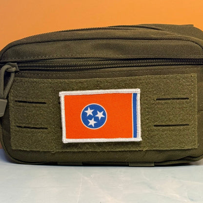 Tennessee Orange & Summitt Blue TN Flag Patch, 2x3" | Made in USA | VELCRO® Brand Hook Backing - #LoneStar Adhesive#