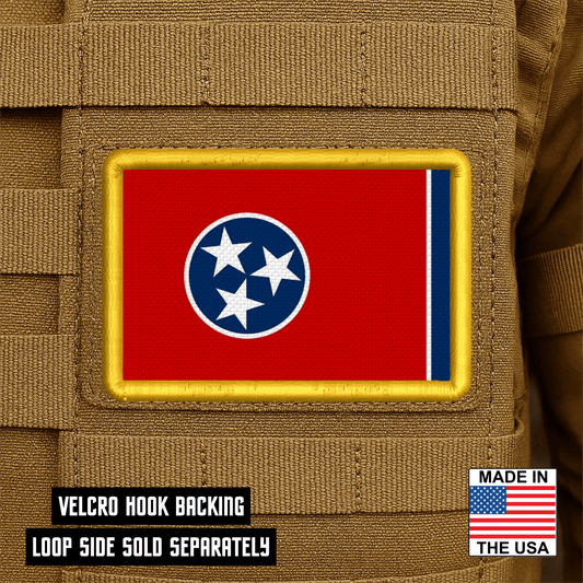 Tennessee State Flag Patch 2"x3" Hook & Loop | Made in USA | Pro - Print Full Color & Tactical Options - LoneStar Adhesive
