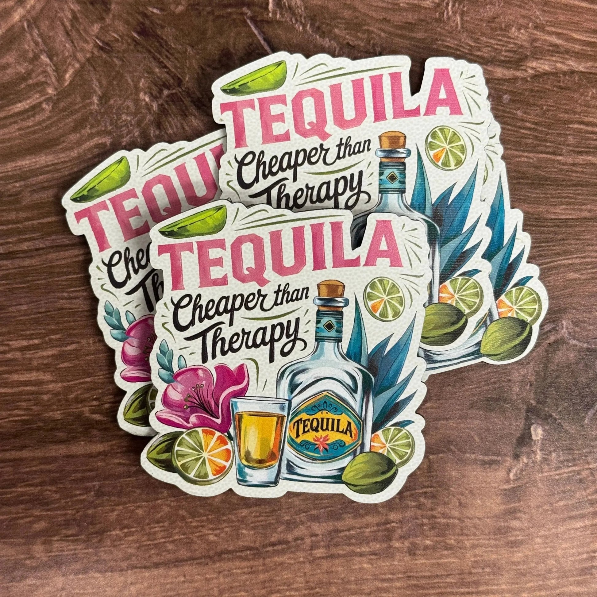 Tequila – Cheaper Than Therapy | UV Printed Leather Hat Patch - LoneStar Adhesive