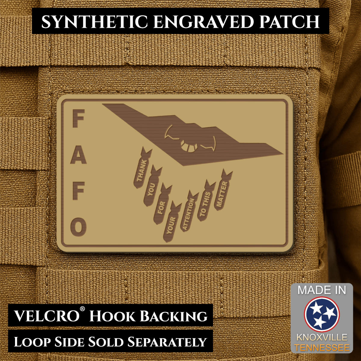 Thank You For Your Attention To This Matter, B2 Bomber Funny Morale Patch, 2x3" | Made in USA | VELCRO® Brand Hook Backing - LoneStar Adhesive