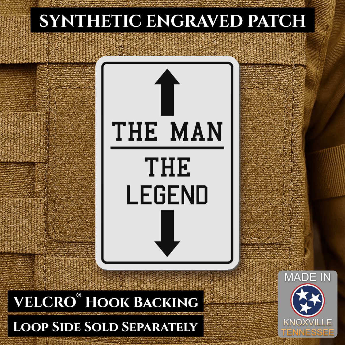 The Man, The Legend Funny Morale Patch, 2x3" | Made in USA | VELCRO® Brand Hook Backing - #LoneStar Adhesive#