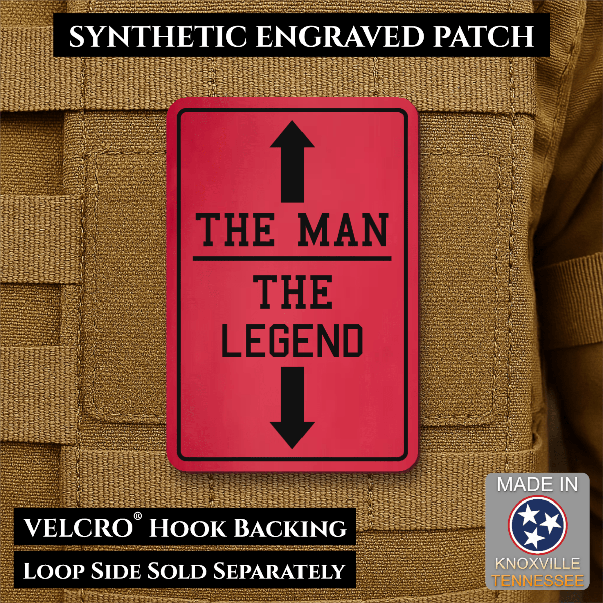 The Man, The Legend Funny Morale Patch, 2x3" | Made in USA | VELCRO® Brand Hook Backing - #LoneStar Adhesive#