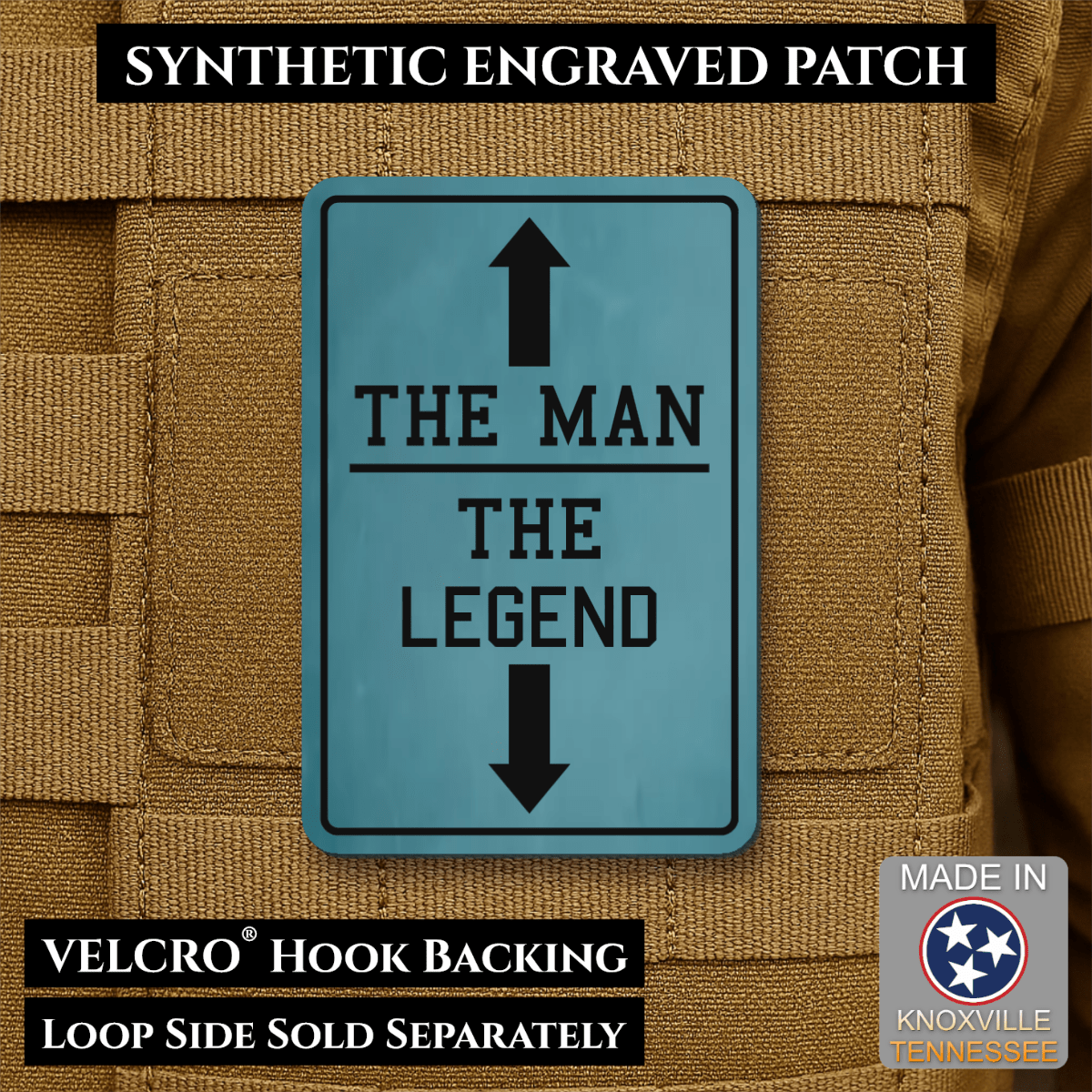 The Man, The Legend Funny Morale Patch, 2x3" | Made in USA | VELCRO® Brand Hook Backing - #LoneStar Adhesive#