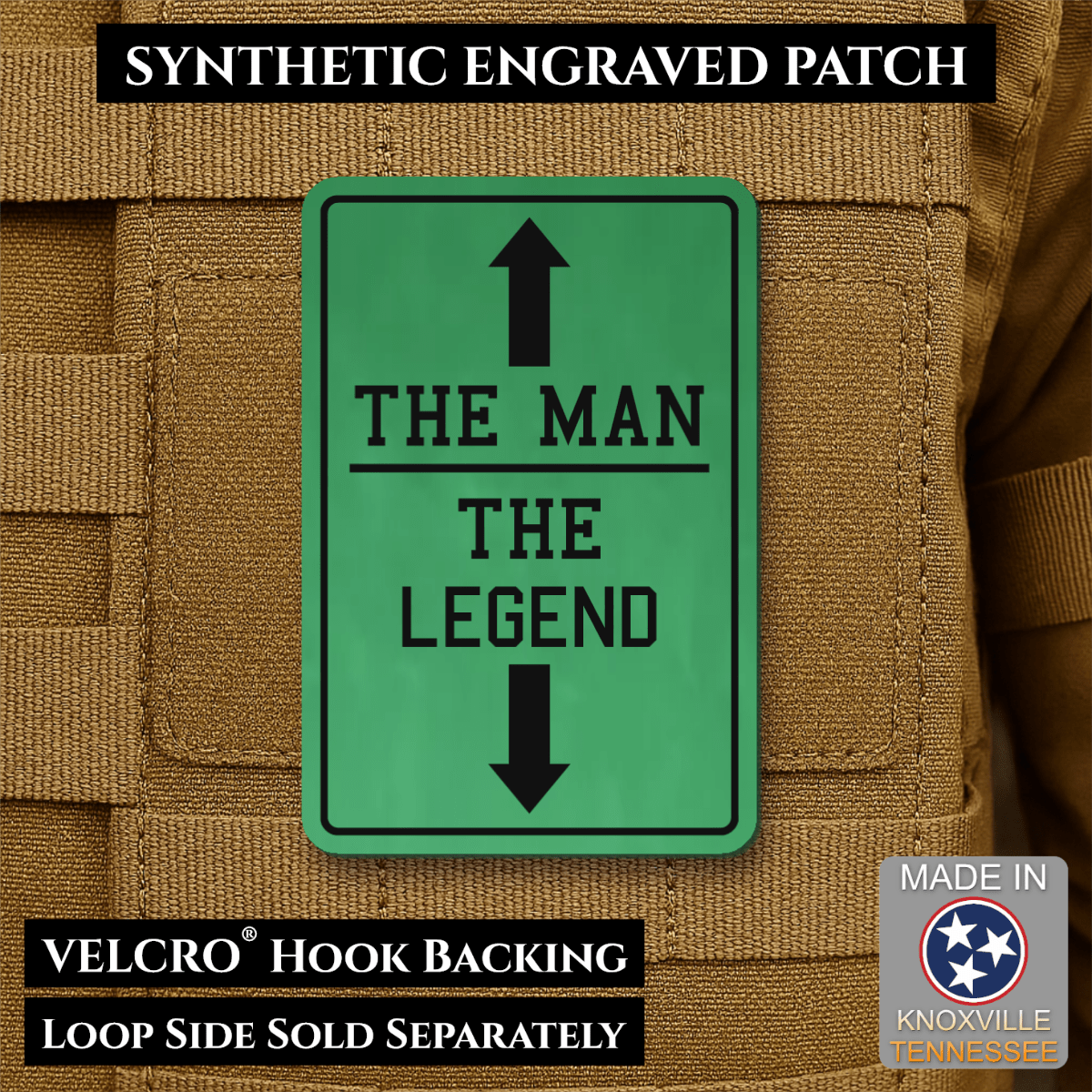 The Man, The Legend Funny Morale Patch, 2x3" | Made in USA | VELCRO® Brand Hook Backing - #LoneStar Adhesive#