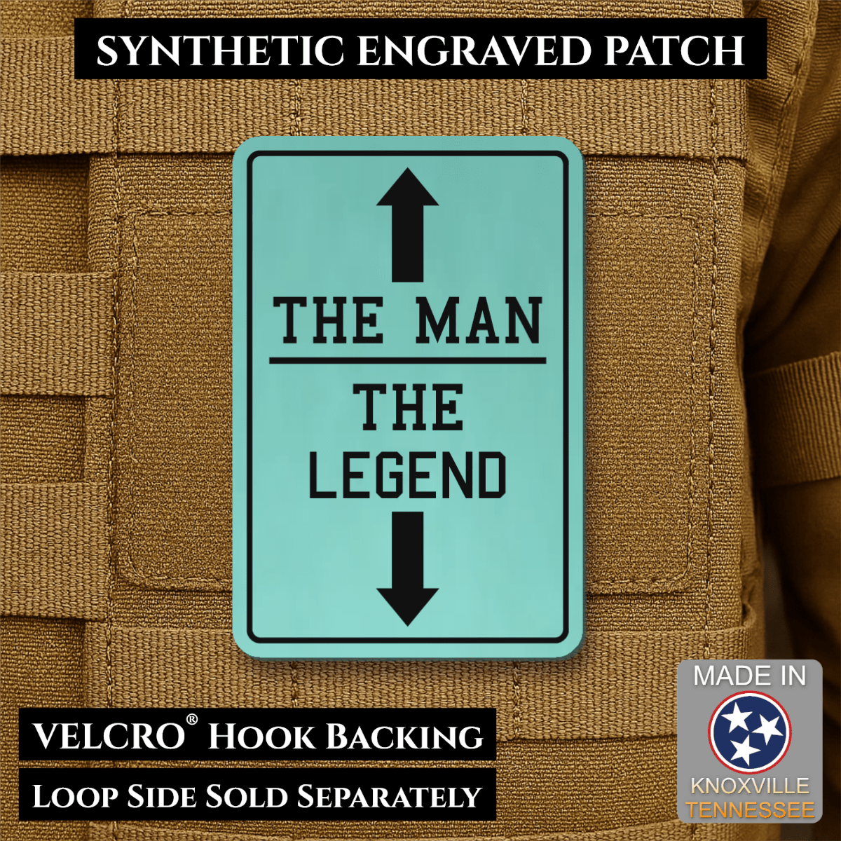 The Man, The Legend Funny Morale Patch, 2x3" | Made in USA | VELCRO® Brand Hook Backing - #LoneStar Adhesive#