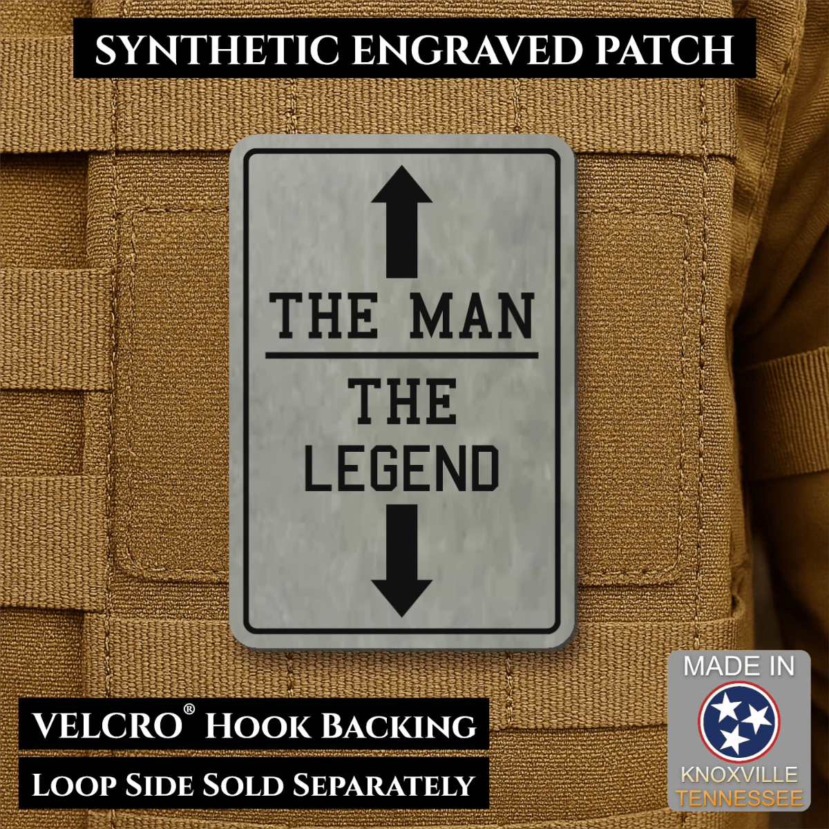 The Man, The Legend Funny Morale Patch, 2x3" | Made in USA | VELCRO® Brand Hook Backing - #LoneStar Adhesive#
