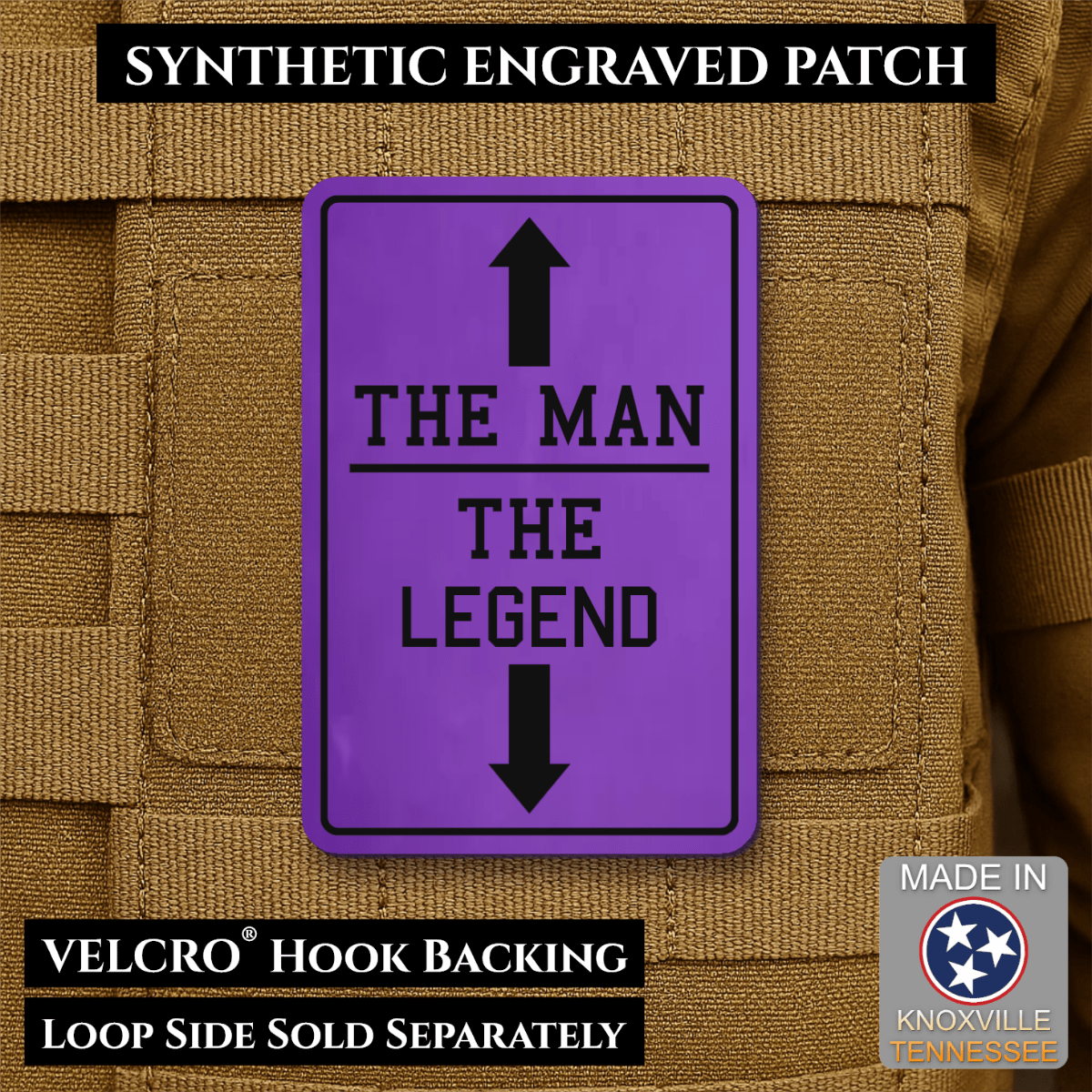 The Man, The Legend Funny Morale Patch, 2x3" | Made in USA | VELCRO® Brand Hook Backing - #LoneStar Adhesive#