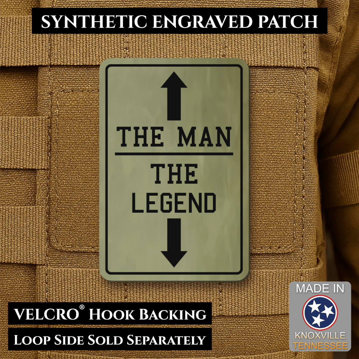 The Man, The Legend Funny Morale Patch, 2x3" | Made in USA | VELCRO® Brand Hook Backing - #LoneStar Adhesive#