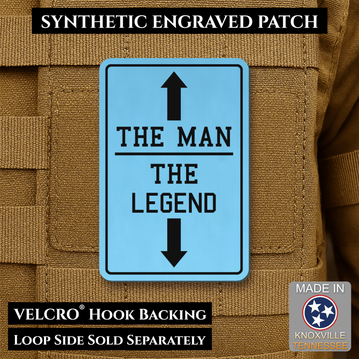 The Man, The Legend Funny Morale Patch, 2x3" | Made in USA | VELCRO® Brand Hook Backing - #LoneStar Adhesive#