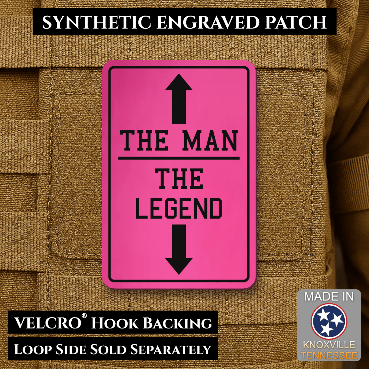The Man, The Legend Funny Morale Patch, 2x3" | Made in USA | VELCRO® Brand Hook Backing - #LoneStar Adhesive#