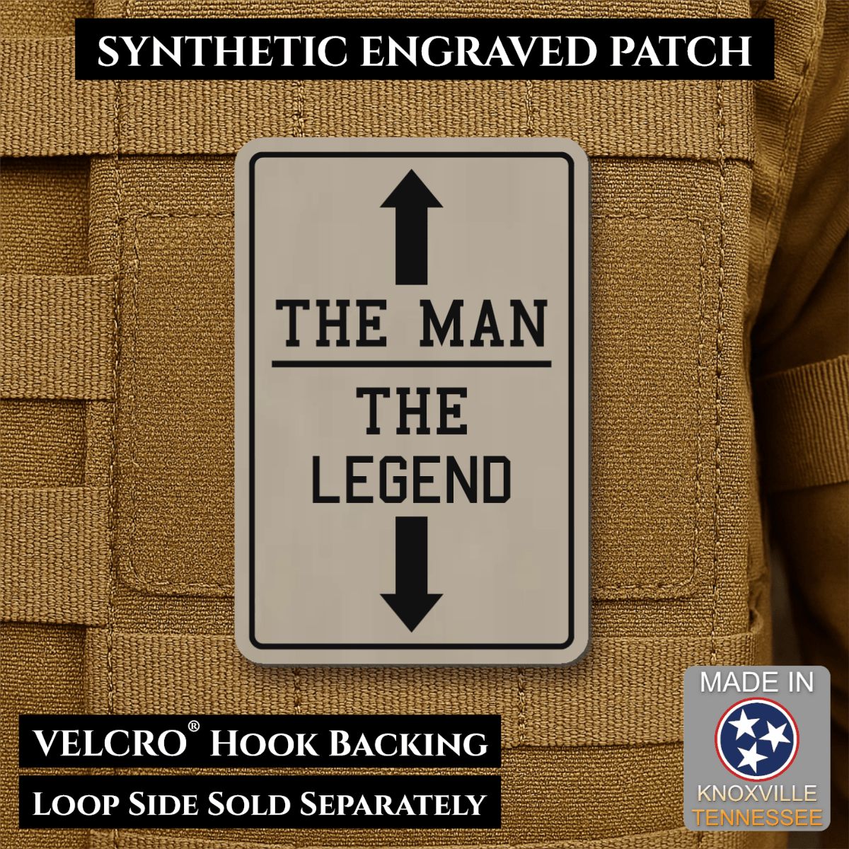 The Man, The Legend Funny Morale Patch, 2x3" | Made in USA | VELCRO® Brand Hook Backing - #LoneStar Adhesive#