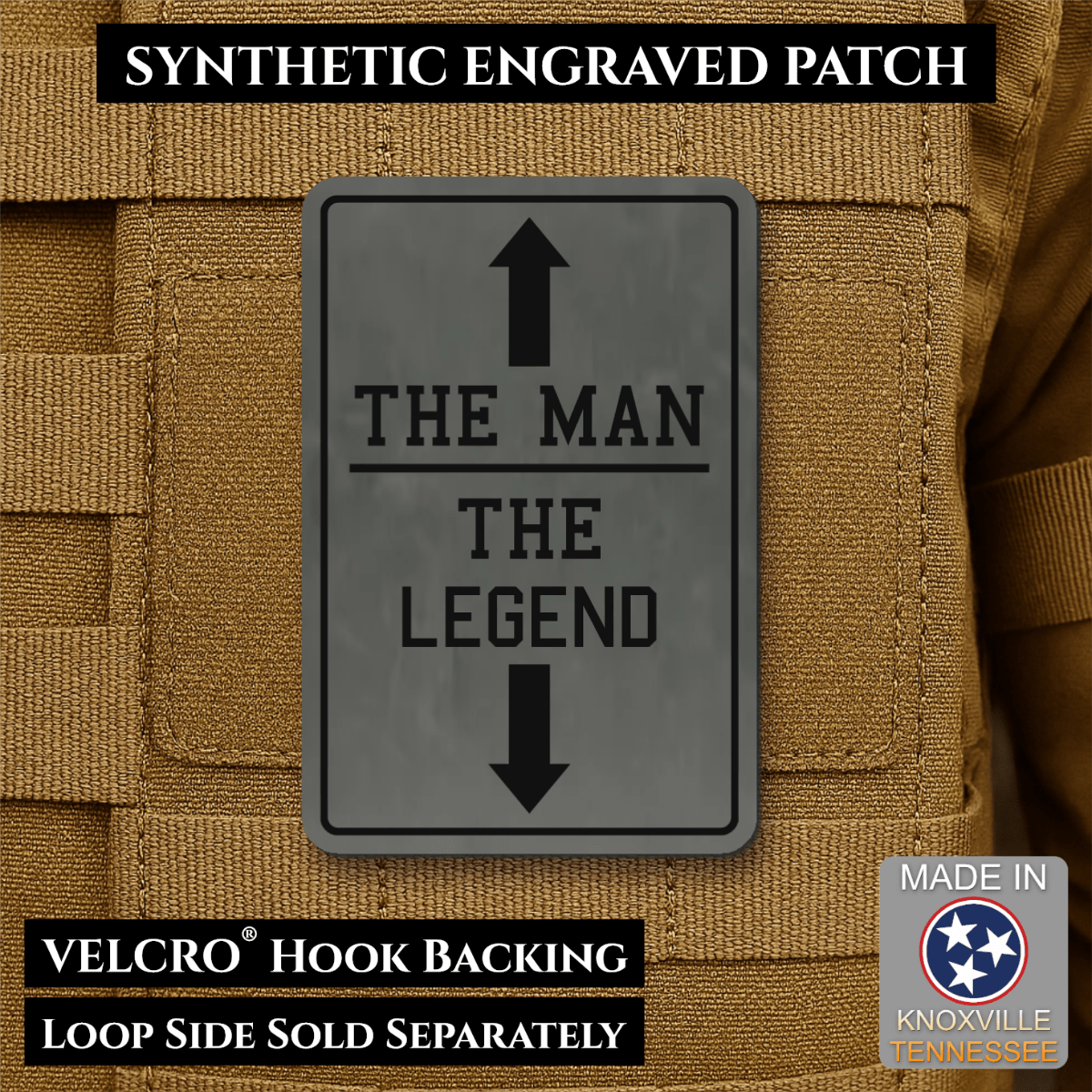 The Man, The Legend Funny Morale Patch, 2x3" | Made in USA | VELCRO® Brand Hook Backing - #LoneStar Adhesive#