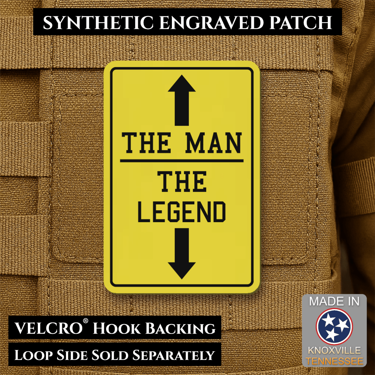 The Man, The Legend Funny Morale Patch, 2x3" | Made in USA | VELCRO® Brand Hook Backing - #LoneStar Adhesive#
