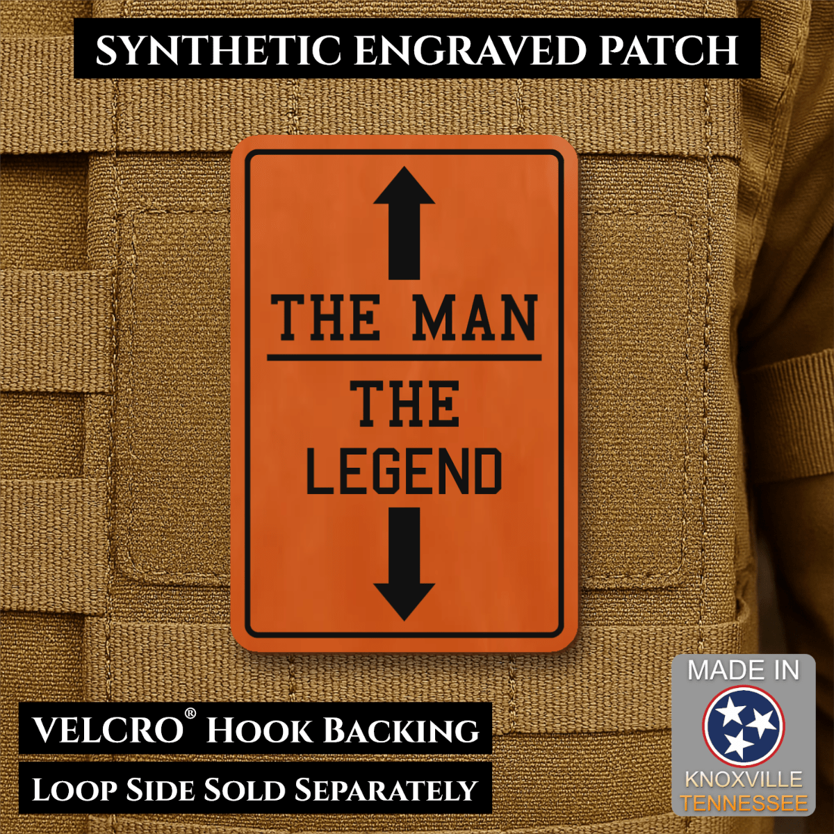 The Man, The Legend Funny Morale Patch, 2x3" | Made in USA | VELCRO® Brand Hook Backing - #LoneStar Adhesive#