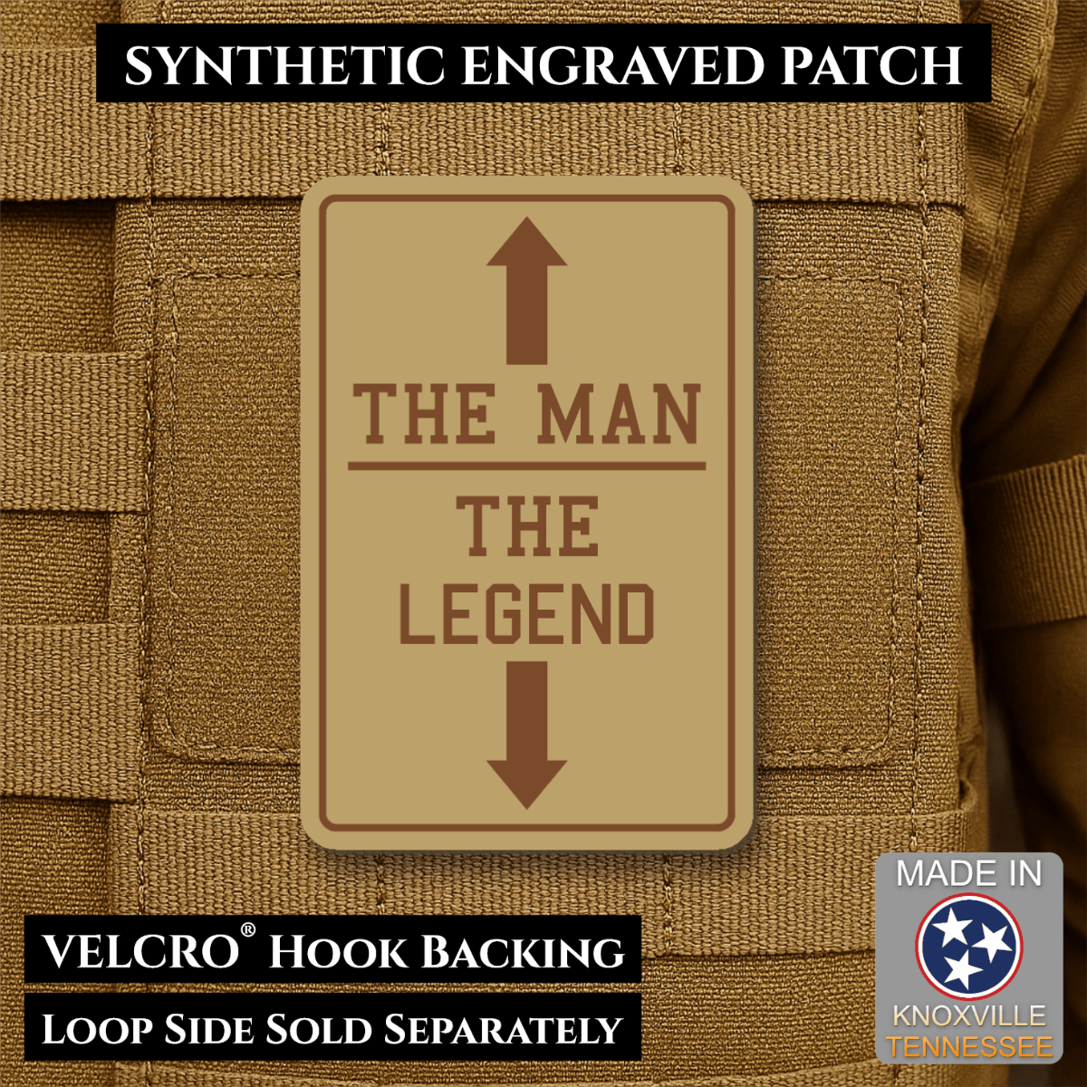 The Man, The Legend Funny Morale Patch, 2x3" | Made in USA | VELCRO® Brand Hook Backing - #LoneStar Adhesive#