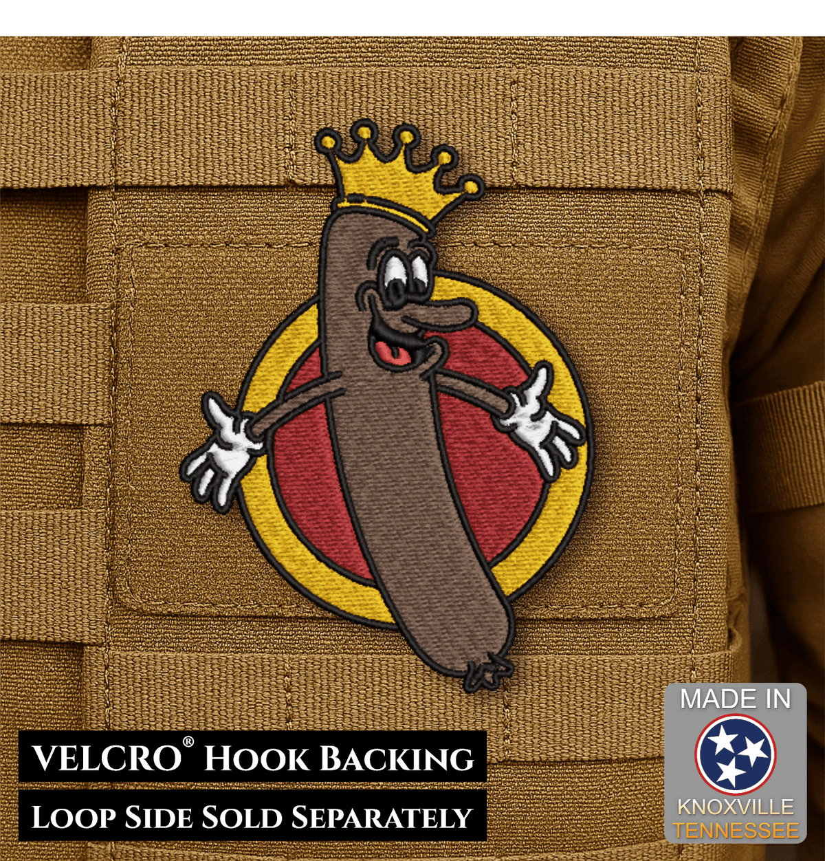The Wiener King Funny Morale Patch, 3x4" | Made in USA | VELCRO® Brand Hook Backing - #LoneStar Adhesive#