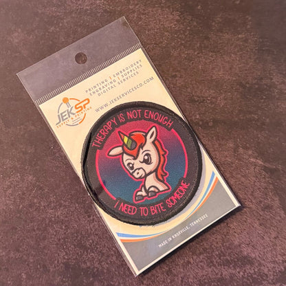 Therapy Unicorn Funny Morale Patch | Made in USA | VELCRO® Brand Hook Backing - LoneStar Adhesive