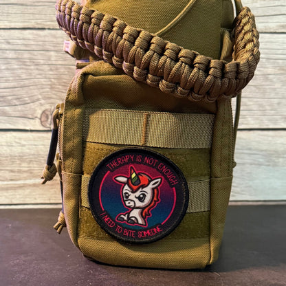 Therapy Unicorn Funny Morale Patch | Made in USA | VELCRO® Brand Hook Backing - LoneStar Adhesive