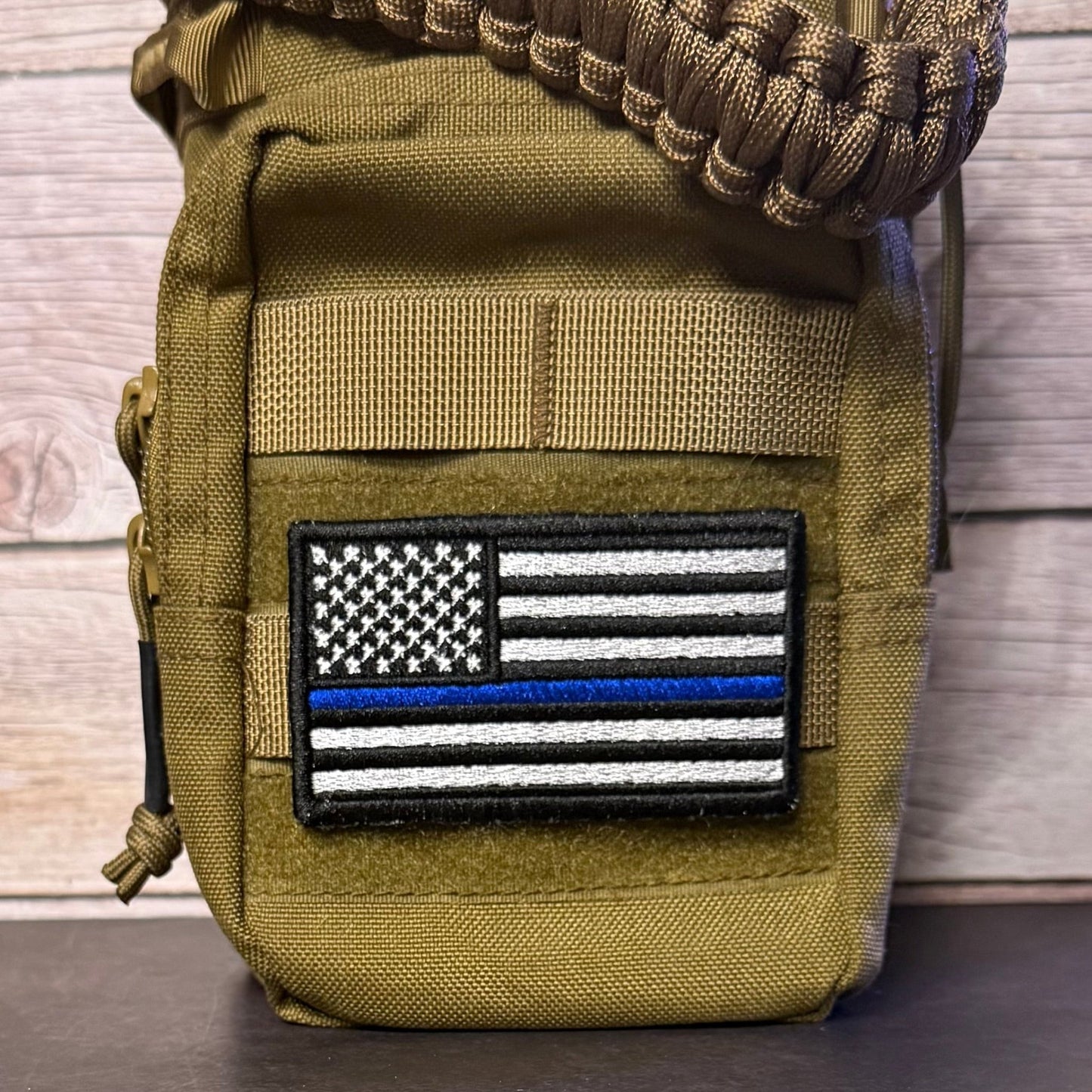Thin Blue Line American Flag Patch for Law Enforcement, 2x3.5" | Made in USA | VELCRO® Brand Hook Backing - LoneStar Adhesive