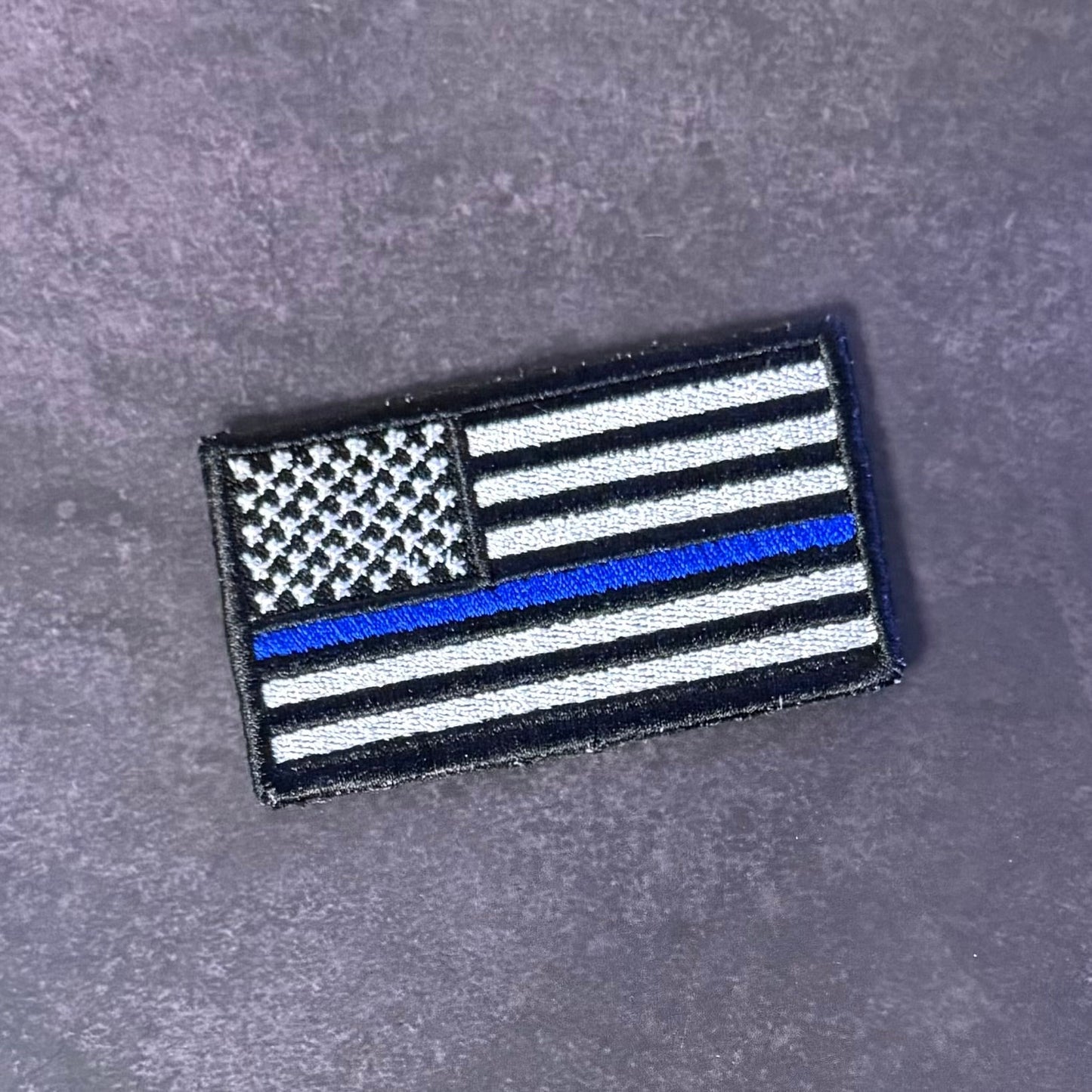 Thin Blue Line American Flag Patch for Law Enforcement, 2x3.5" | Made in USA | VELCRO® Brand Hook Backing - LoneStar Adhesive