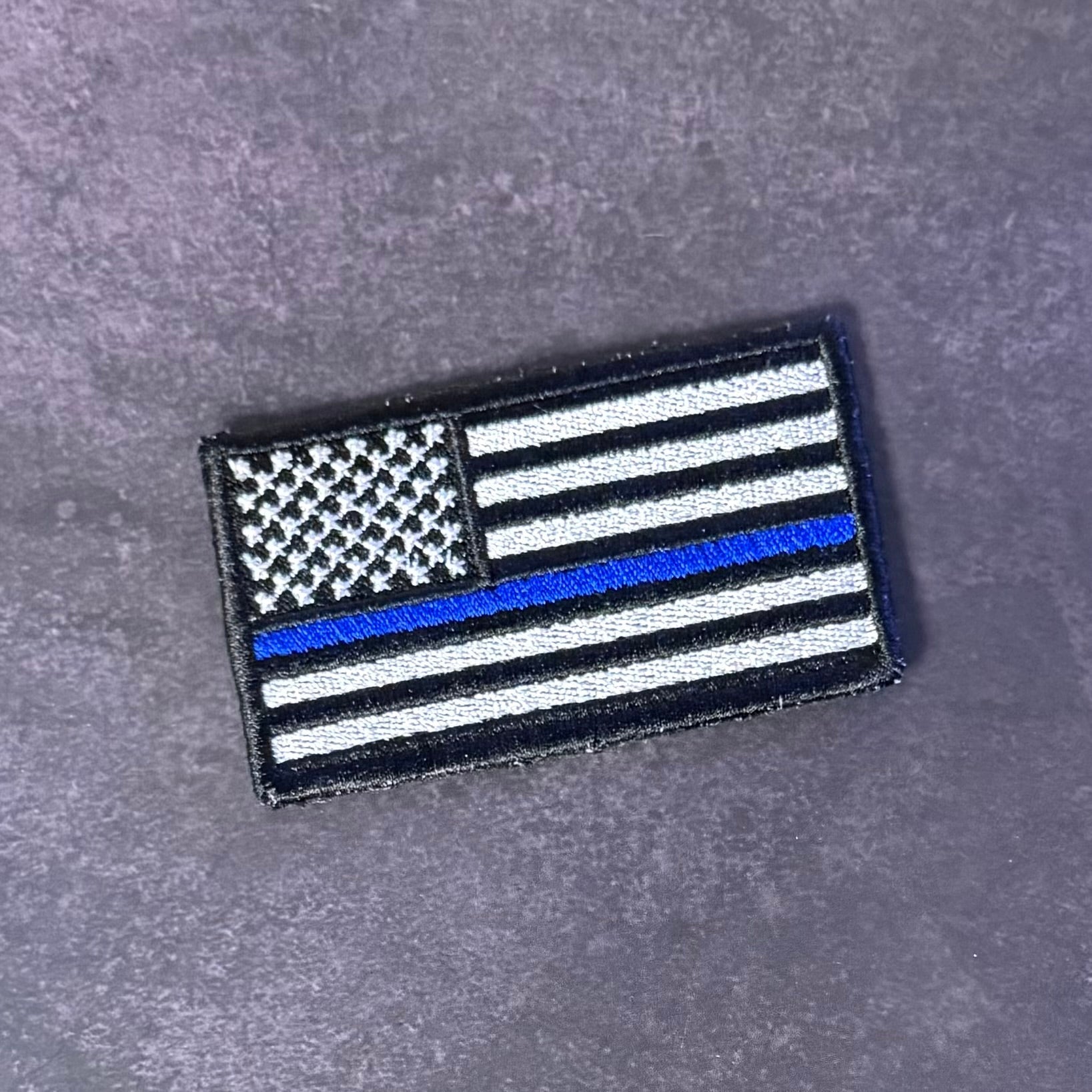 Thin Blue Line American Flag Patch for Law Enforcement, 2x3.5" | Made in USA | VELCRO® Brand Hook Backing - LoneStar Adhesive