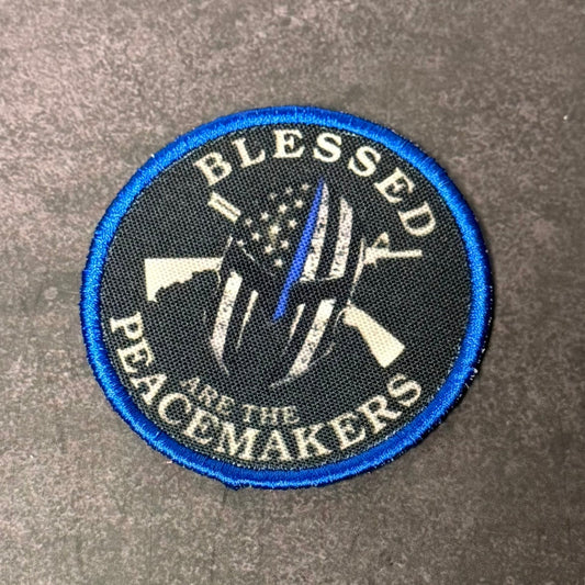 Thin Blue Line Peacemakers Morale Patch 3" Round Hook & Loop | Made in USA - LoneStar Adhesive
