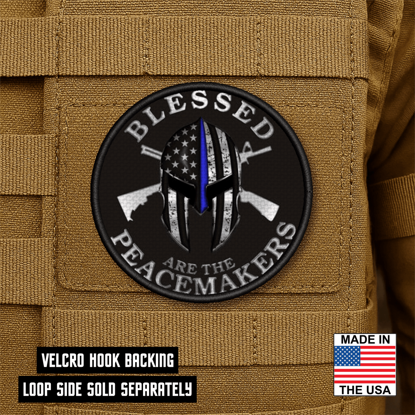 Thin Blue Line Peacemakers Morale Patch 3" Round Hook & Loop | Made in USA - LoneStar Adhesive