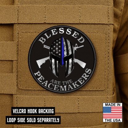 Thin Blue Line Peacemakers Morale Patch 3" Round Hook & Loop | Made in USA - LoneStar Adhesive