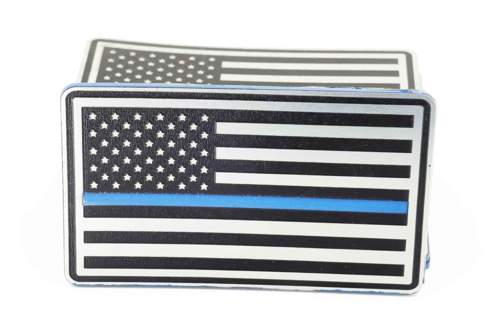 Thin Blue Line - Stainless Acrylic Hat Patch - LoneStar Adhesive