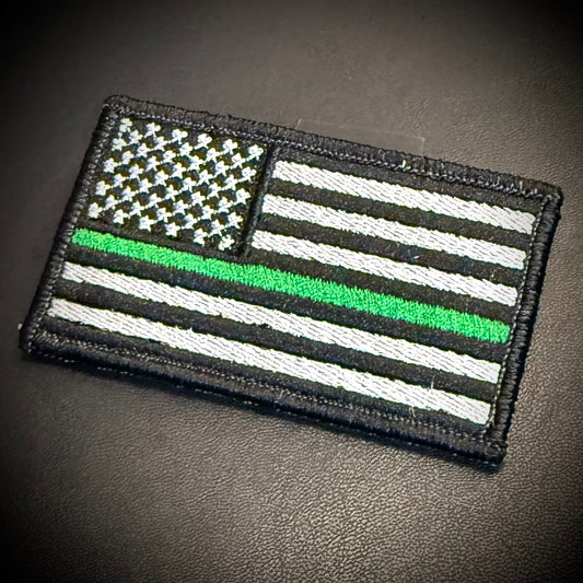 Thin Green Line Tactical American Flag Embroidered Flag Patch, 2x3.5" | VELCRO® Brand Hook Backing - #LoneStar Adhesive#