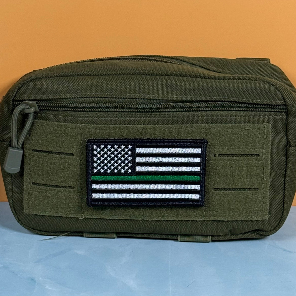 Thin Green Line Tactical American Flag Patch, 2x3.5" | Made in USA | VELCRO® Brand Hook Backing - LoneStar Adhesive
