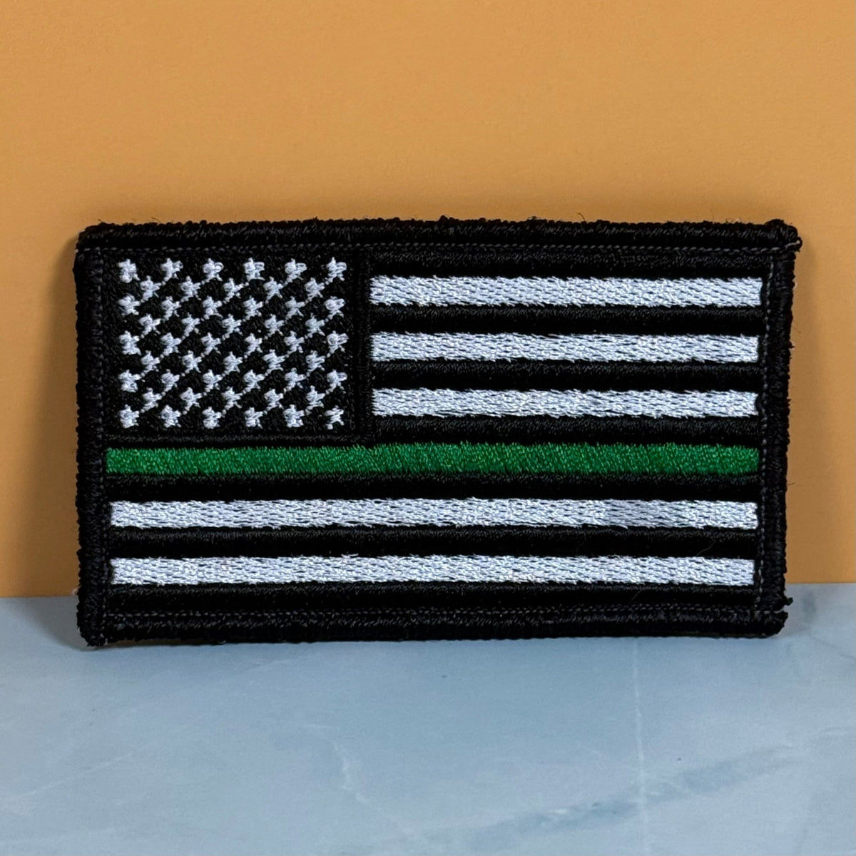 Thin Green Line Tactical American Flag Patch, 2x3.5" | Made in USA | VELCRO® Brand Hook Backing - LoneStar Adhesive