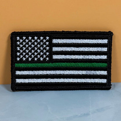 Thin Green Line Tactical American Flag Patch, 2x3.5" | Made in USA | VELCRO® Brand Hook Backing - LoneStar Adhesive