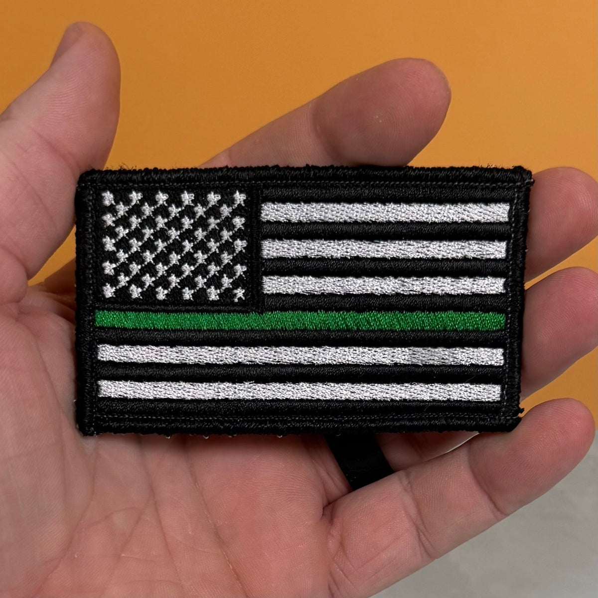 Thin Green Line Tactical American Flag Patch, 2x3.5" | Made in USA | VELCRO® Brand Hook Backing - LoneStar Adhesive