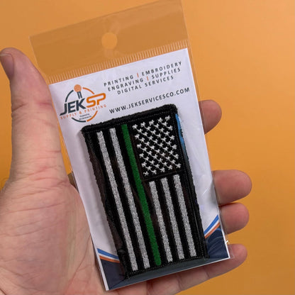 Thin Green Line Tactical American Flag Patch, 2x3.5" | Made in USA | VELCRO® Brand Hook Backing - LoneStar Adhesive