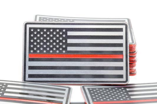 Thin Red Line Acrylic Flag Patch – Stainless/Black/Red