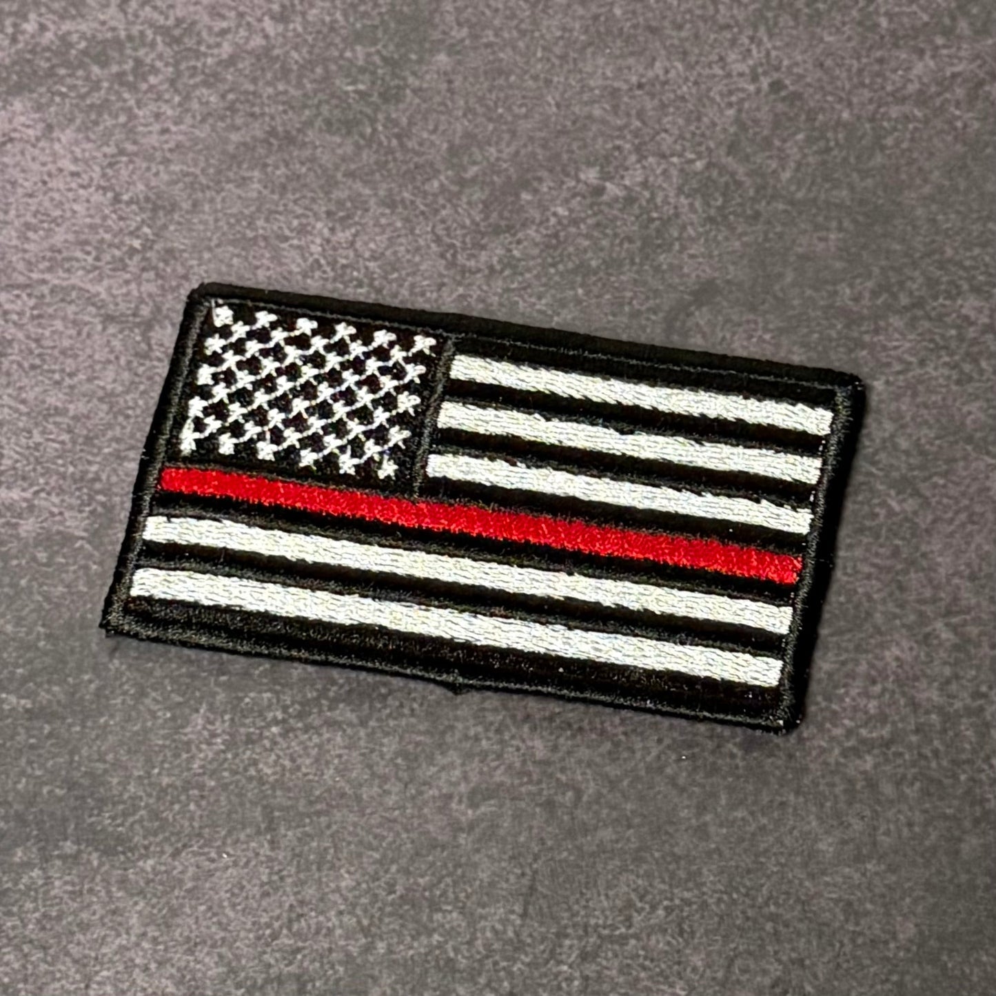 Thin Red Line American Flag Firefighter Patch, 2x3.5" | Made in USA | VELCRO® Brand Hook Backing - LoneStar Adhesive