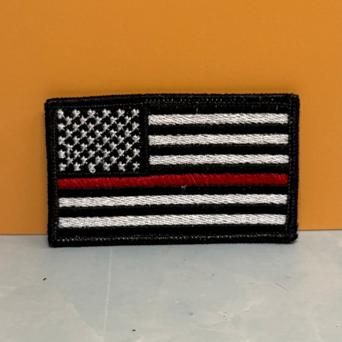 Thin Red Line American Flag Firefighter Patch, 2x3.5" | Made in USA | VELCRO® Brand Hook Backing - #LoneStar Adhesive#