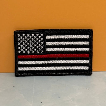 Thin Red Line American Flag Firefighter Patch, 2x3.5" | Made in USA | VELCRO® Brand Hook Backing - #LoneStar Adhesive#