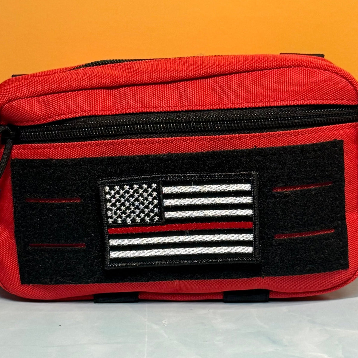 Thin Red Line American Flag Firefighter Patch, 2x3.5" | Made in USA | VELCRO® Brand Hook Backing - #LoneStar Adhesive#