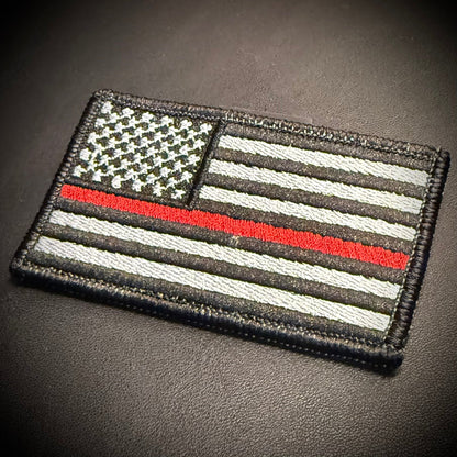 Thin Red Line Firefighter Embroidered Flag Patch, 2x3.5" | VELCRO® Brand Hook Backing - #LoneStar Adhesive#