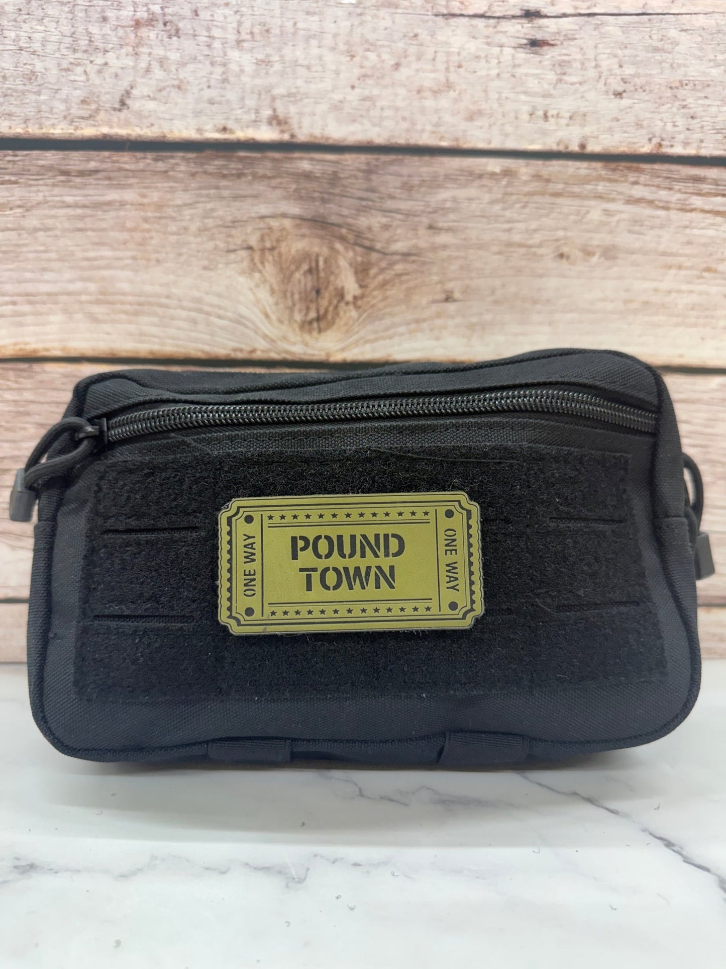 Ticket to Pound Town Funny Morale Patch | Made in USA | VELCRO® Brand Hook Backing - LoneStar Adhesive